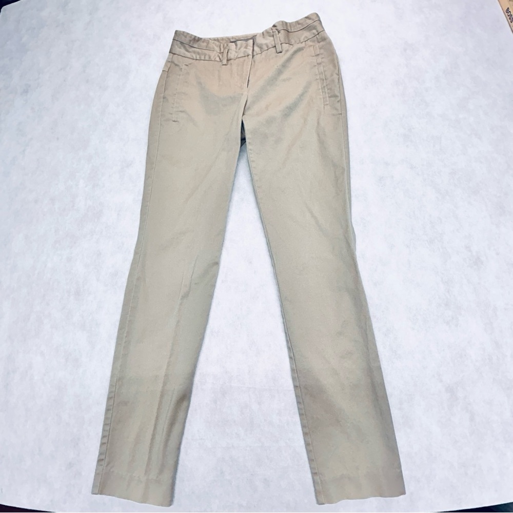 Zara Tan Straight Leg Pants Cotton-Blend Size 2